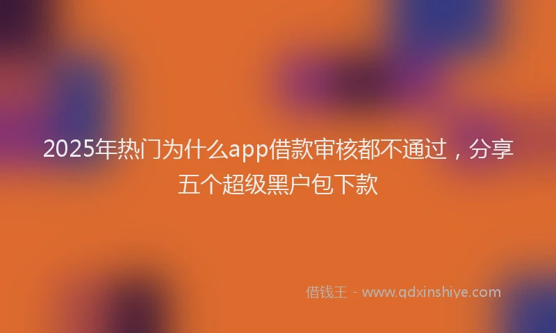 2025年热门为什么app借款审核都不通过，分享五个超级黑户包下款