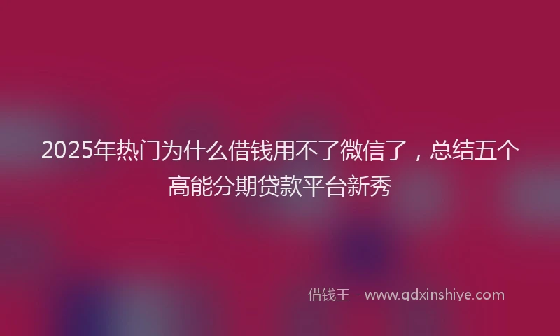 2025年热门为什么借钱用不了微信了，总结五个高能分期贷款平台新秀