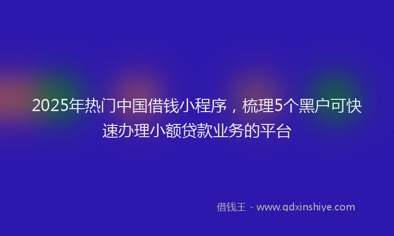 2025年热门中国借钱小程序，梳理5个黑户可快速办理小额贷款业务的平台