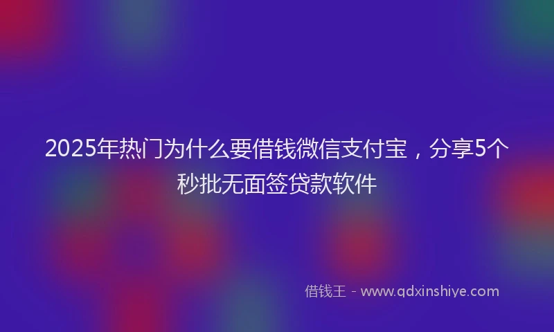 2025年热门为什么要借钱微信支付宝，分享5个秒批无面签贷款软件
