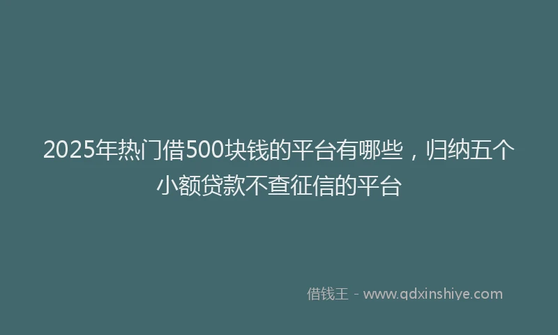 2025年热门借500块钱的平台有哪些，归纳五个小额贷款不查征信的平台