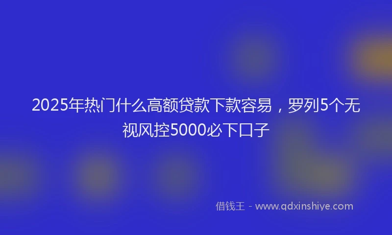 2025年热门什么高额贷款下款容易，罗列5个无视风控5000必下口子