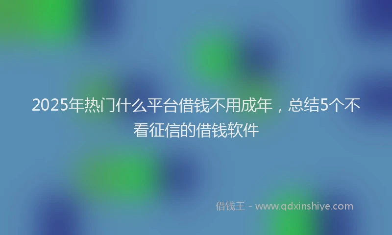 2025年热门什么平台借钱不用成年，总结5个不看征信的借钱软件