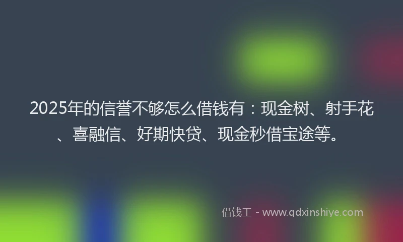 2025年的信誉不够怎么借钱有：现金树、射手花、喜融信、好期快贷、现金秒借宝途等。