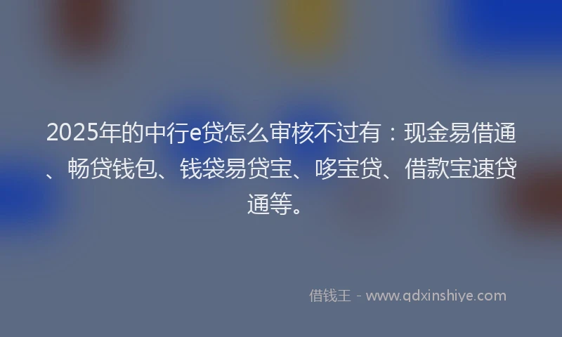 2025年的中行e贷怎么审核不过有：现金易借通、畅贷钱包、钱袋易贷宝、哆宝贷、借款宝速贷通等。