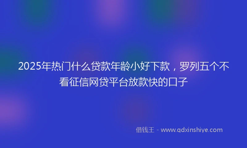 2025年热门什么贷款年龄小好下款，罗列五个不看征信网贷平台放款快的口子