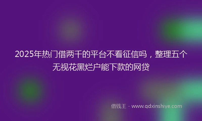 2025年热门借两千的平台不看征信吗，整理五个无视花黑烂户能下款的网贷