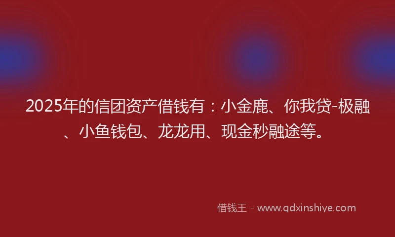 2025年的信团资产借钱有：小金鹿、你我贷-极融、小鱼钱包、龙龙用、现金秒融途等。