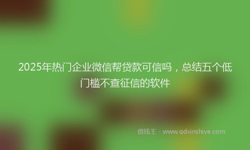 2025年热门企业微信帮贷款可信吗，总结五个低门槛不查征信的软件