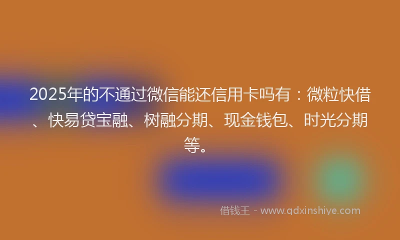2025年的不通过微信能还信用卡吗有：微粒快借、快易贷宝融、树融分期、现金钱包、时光分期等。