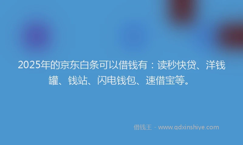 2025年的京东白条可以借钱有：读秒快贷、洋钱罐、钱站、闪电钱包、速借宝等。