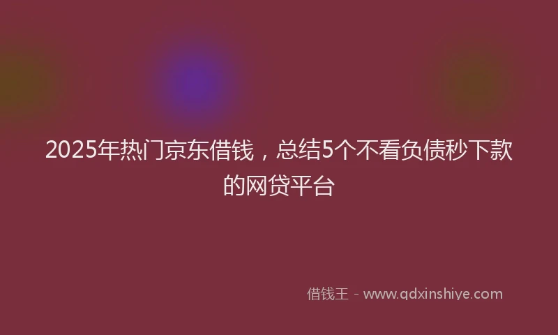 2025年热门京东借钱，总结5个不看负债秒下款的网贷平台