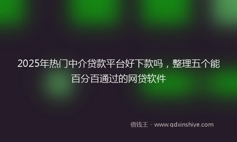 2025年热门中介贷款平台好下款吗，整理五个能百分百通过的网贷软件