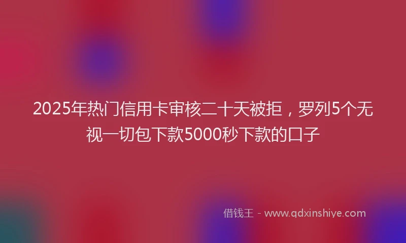 2025年热门信用卡审核二十天被拒，罗列5个无视一切包下款5000秒下款的口子