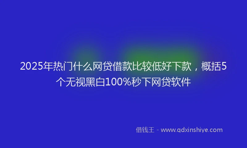 2025年热门什么网贷借款比较低好下款，概括5个无视黑白100%秒下网贷软件