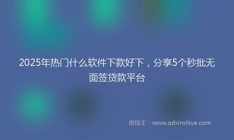 2025年热门什么软件下款好下，分享5个秒批无面签贷款平台