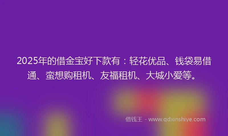 2025年的借金宝好下款有：轻花优品、钱袋易借通、蛮想购租机、友福租机、大城小爱等。