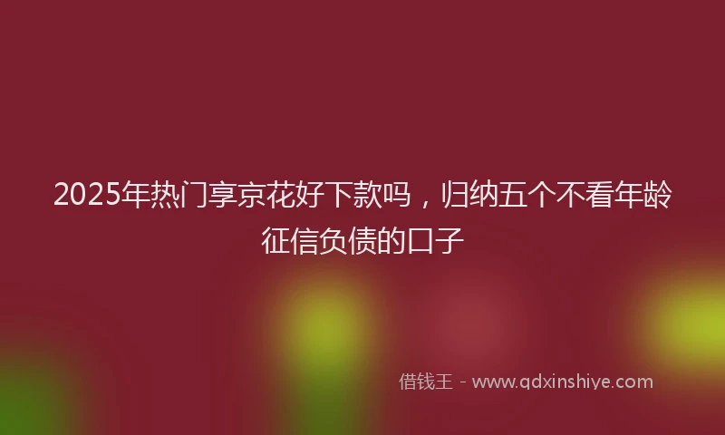 2025年热门享京花好下款吗，归纳五个不看年龄征信负债的口子