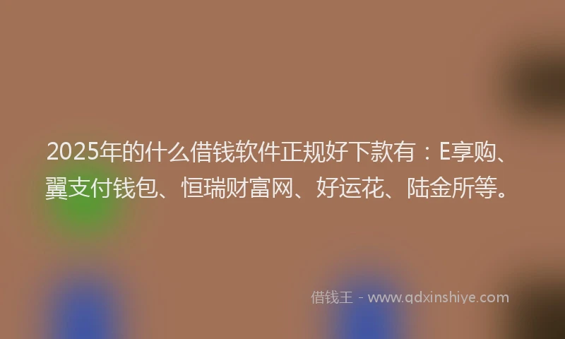 2025年的什么借钱软件正规好下款有：E享购、翼支付钱包、恒瑞财富网、好运花、陆金所等。