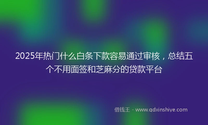 2025年热门什么白条下款容易通过审核，总结五个不用面签和芝麻分的贷款平台