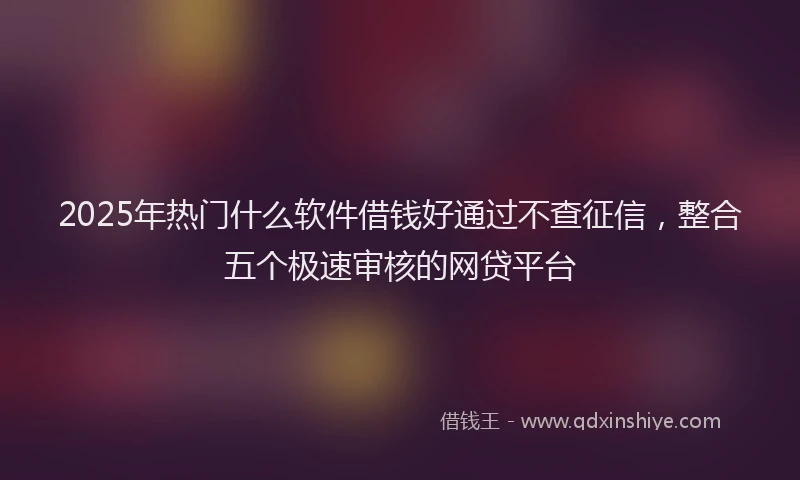 2025年热门什么软件借钱好通过不查征信，整合五个极速审核的网贷平台