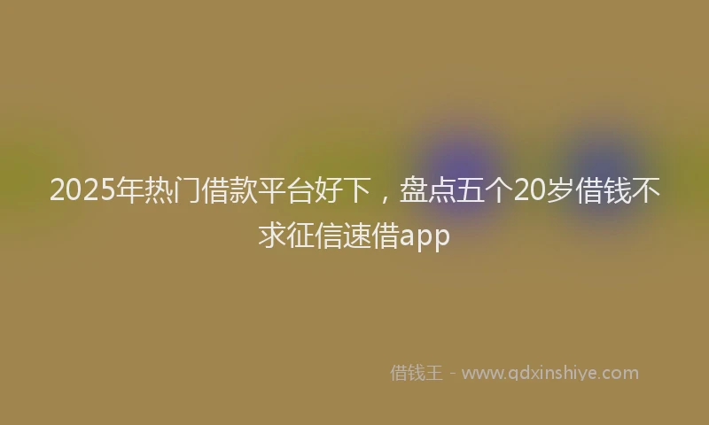2025年热门借款平台好下，盘点五个20岁借钱不求征信速借app