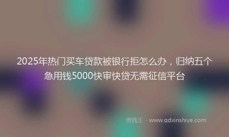 2025年热门买车贷款被银行拒怎么办，归纳五个急用钱5000快审快贷无需征信平台