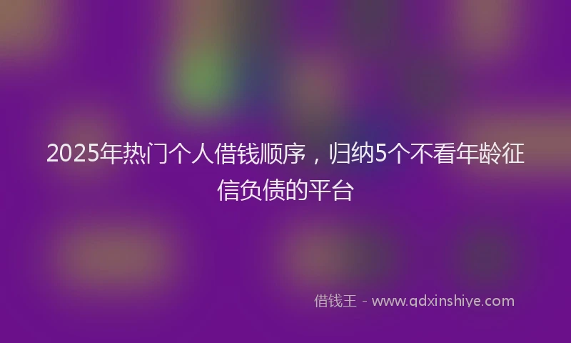 2025年热门个人借钱顺序，归纳5个不看年龄征信负债的平台
