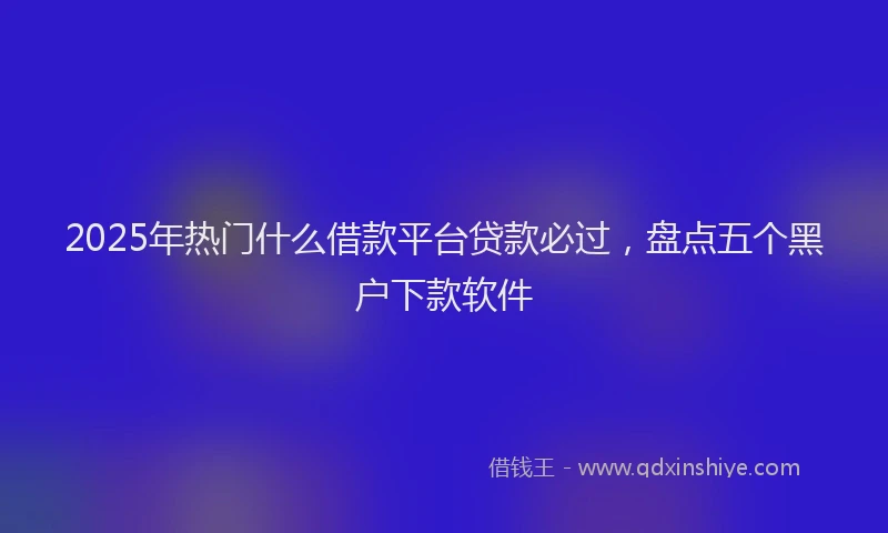 2025年热门什么借款平台贷款必过，盘点五个黑户下款软件