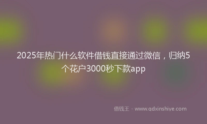 2025年热门什么软件借钱直接通过微信，归纳5个花户3000秒下款app