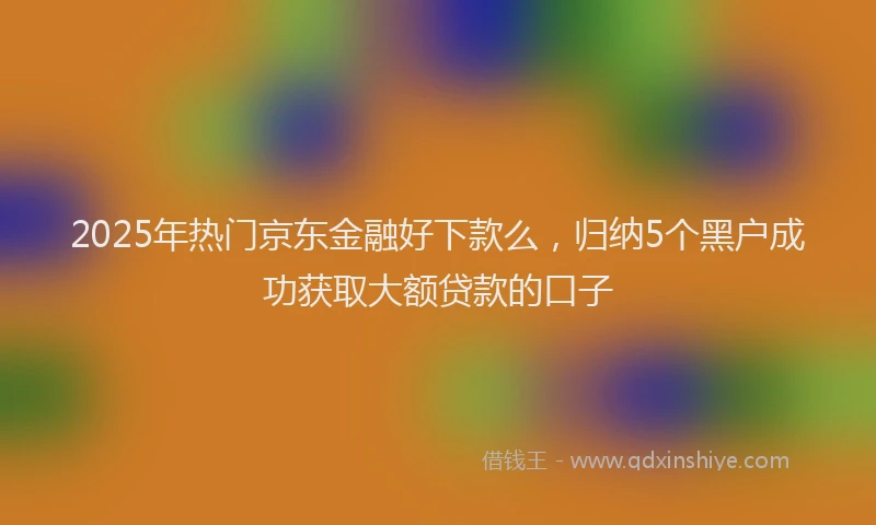 2025年热门京东金融好下款么，归纳5个黑户成功获取大额贷款的口子