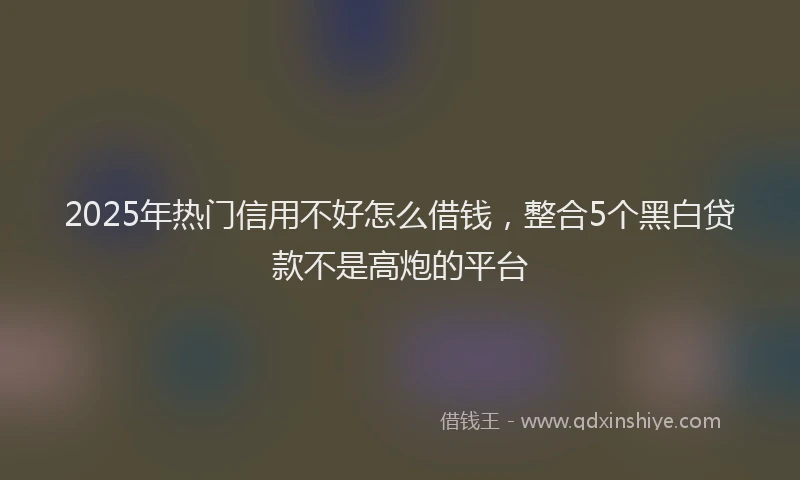 2025年热门信用不好怎么借钱，整合5个黑白贷款不是高炮的平台