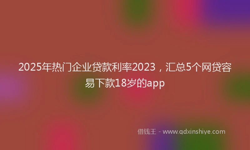2025年热门企业贷款利率2023，汇总5个网贷容易下款18岁的app