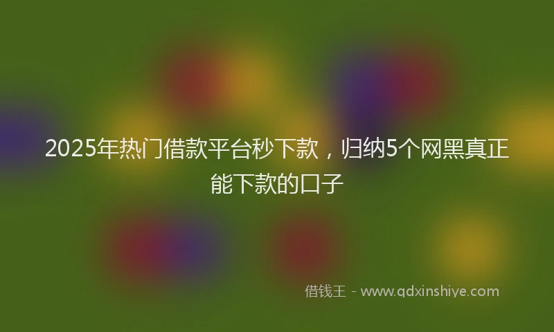 2025年热门借款平台秒下款，归纳5个网黑真正能下款的口子