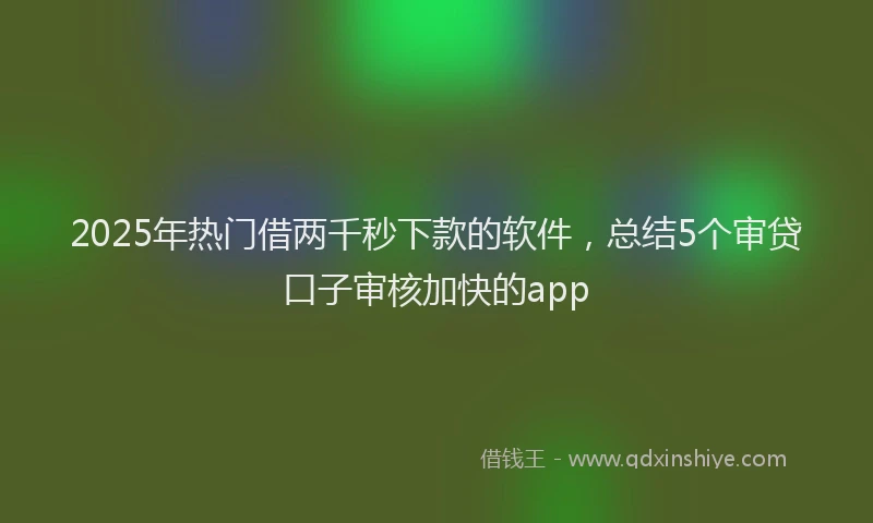 2025年热门借两千秒下款的软件，总结5个审贷口子审核加快的app