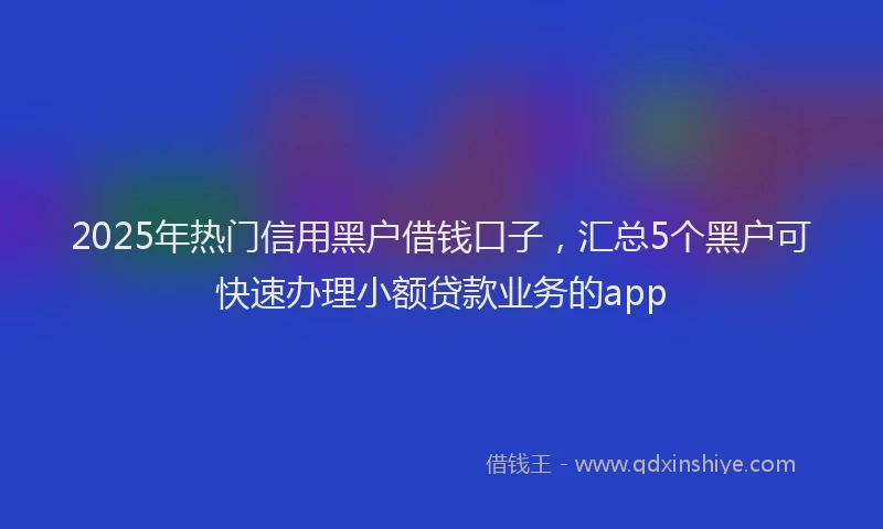 2025年热门信用黑户借钱口子，汇总5个黑户可快速办理小额贷款业务的app