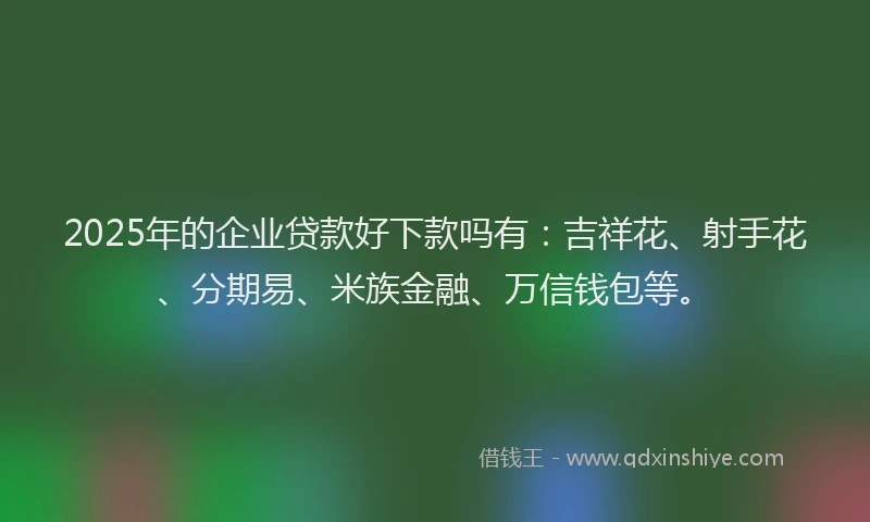 2025年的企业贷款好下款吗有：吉祥花、射手花、分期易、米族金融、万信钱包等。