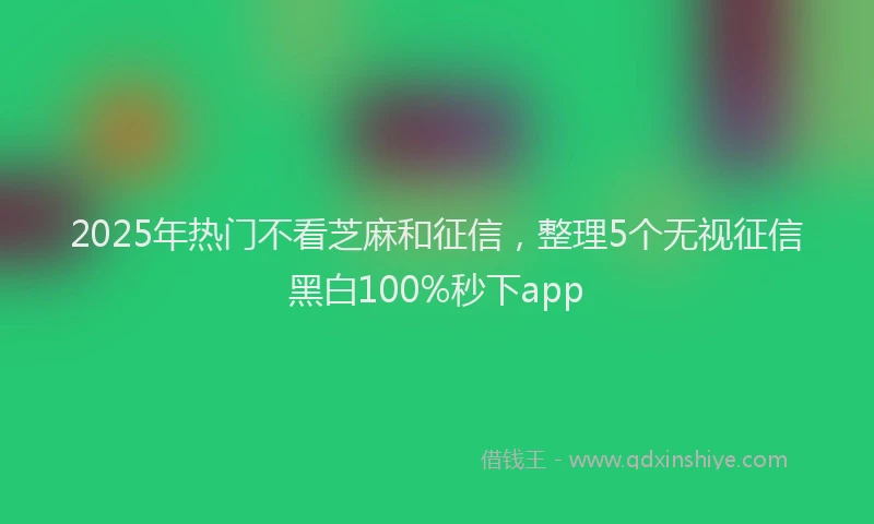 2025年热门不看芝麻和征信，整理5个无视征信黑白100%秒下app