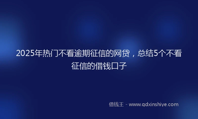 2025年热门不看逾期征信的网贷，总结5个不看征信的借钱口子