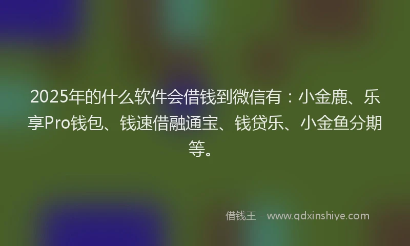 2025年的什么软件会借钱到微信有:小金鹿、乐享Pro钱包、钱速借融通宝、钱贷乐、小金鱼分期等。