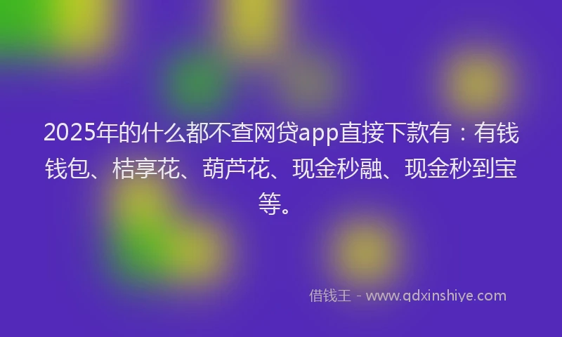 2025年的什么都不查网贷app直接下款有：有钱钱包、桔享花、葫芦花、现金秒融、现金秒到宝等。