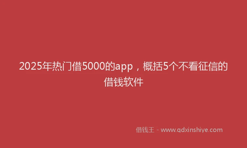 2025年热门借5000的app，概括5个不看征信的借钱软件