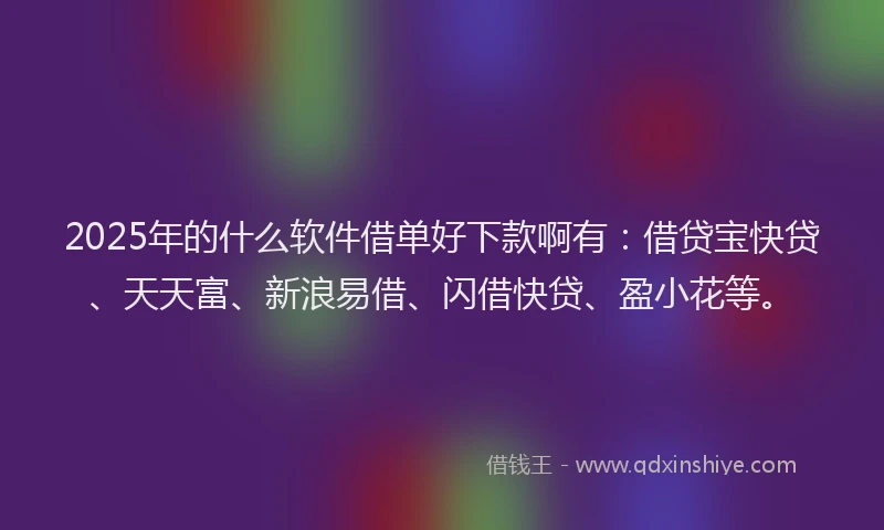 2025年的什么软件借单好下款啊有：借贷宝快贷、天天富、新浪易借、闪借快贷、盈小花等。
