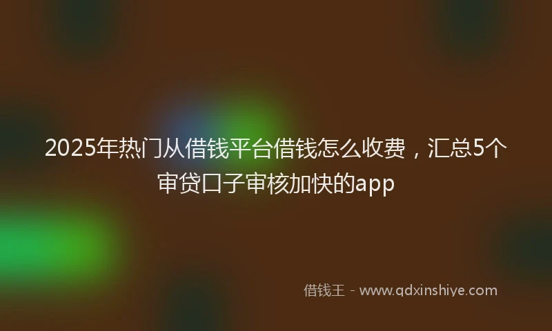 2025年热门从借钱平台借钱怎么收费，汇总5个审贷口子审核加快的app