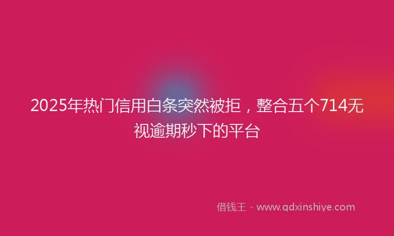 2025年热门信用白条突然被拒，整合五个714无视逾期秒下的平台