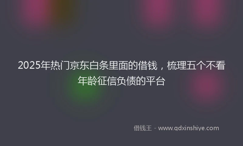 2025年热门京东白条里面的借钱，梳理五个不看年龄征信负债的平台