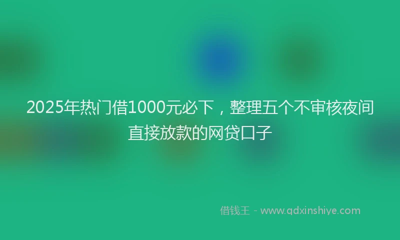 2025年热门借1000元必下，整理五个不审核夜间直接放款的网贷口子