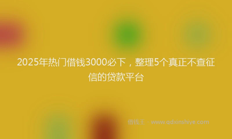 2025年热门借钱3000必下，整理5个真正不查征信的贷款平台