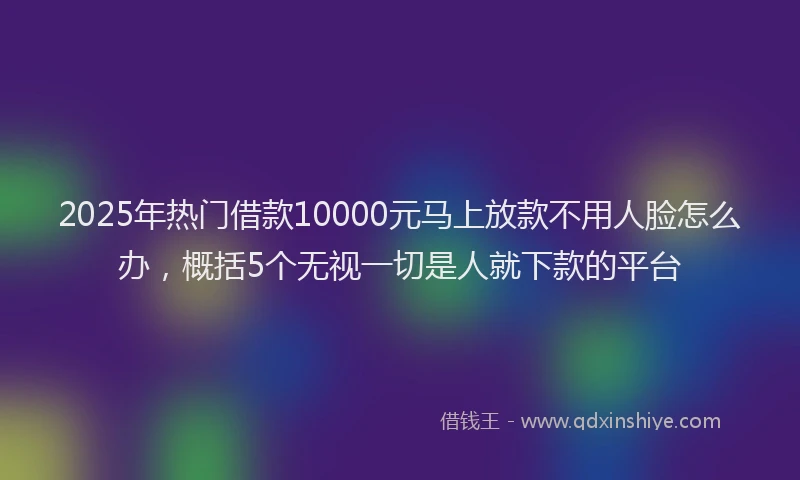 2025年热门借款10000元马上放款不用人脸怎么办，概括5个无视一切是人就下款的平台