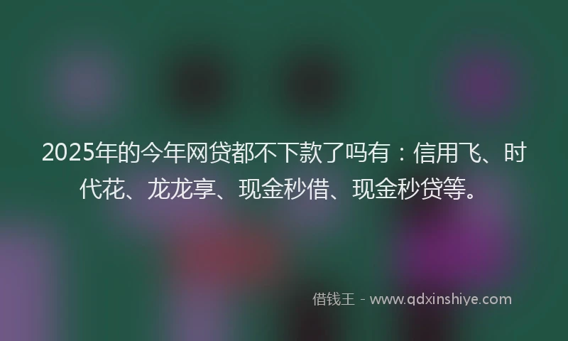 2025年的今年网贷都不下款了吗有：信用飞、时代花、龙龙享、现金秒借、现金秒贷等。